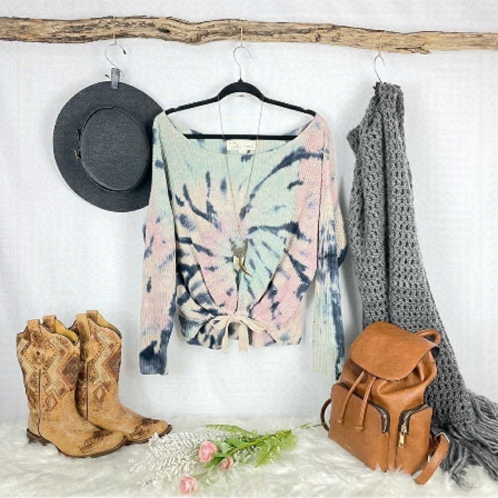 VINTAGE Havana Tie Die Beachy Knit Sweater